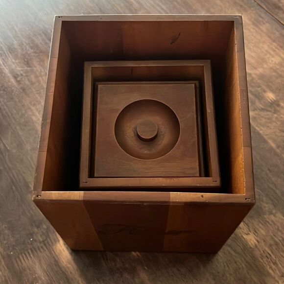 Vintage Hard Wood Set of (3) Kitchen Canisters - Picture 16 of 16